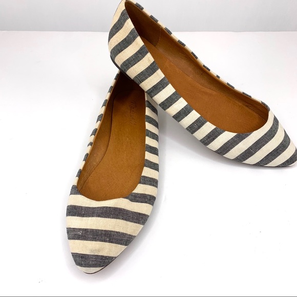 Madewell Sidewalk Skimmer Striped Ballet Flats pointy toe flats - Picture 8 of 8